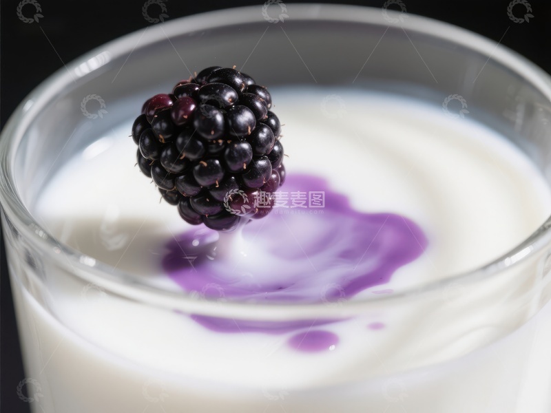 高清大图下载【趣麦麦图】黑莓浸入酸奶的瞬间