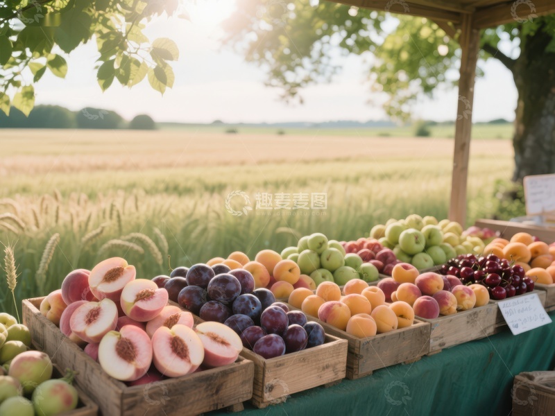 户外市场新鲜水果展示