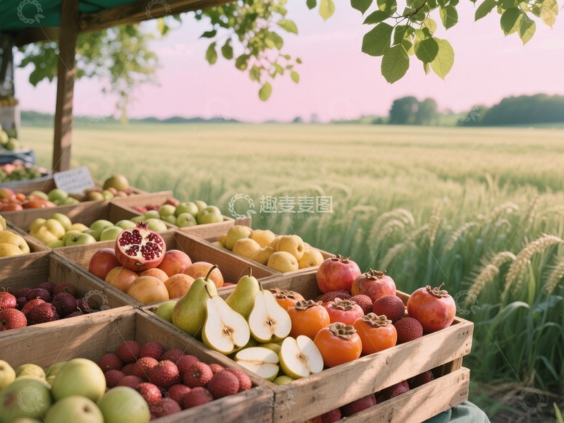 户外市场新鲜水果展示