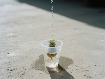 滴水滋养杯中幼苗