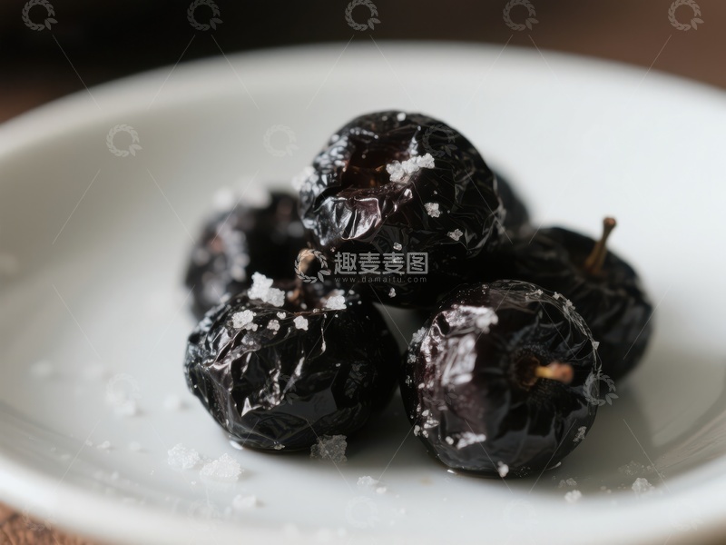 高清大图下载【趣麦麦图】盐渍黑橄榄特写