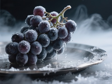 冰霜覆盖的葡萄静物图