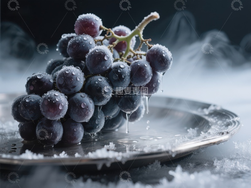 高清大图下载【趣麦麦图】冰霜覆盖的葡萄静物图