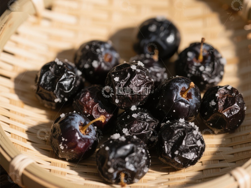 高清大图下载【趣麦麦图】竹篮中的盐渍黑果
