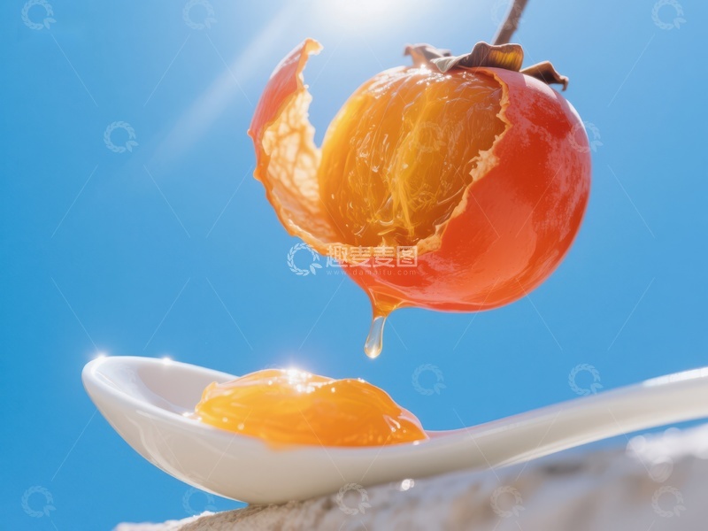 高清大图下载【趣麦麦图】阳光下果肉滴落勺中