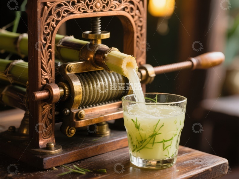 高清大图下载【趣麦麦图】甘蔗榨汁机现场制作清凉饮品