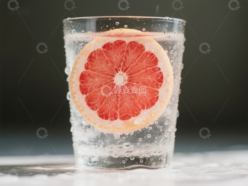 高清大图下载【趣麦麦图】葡萄柚片装饰的气泡水
