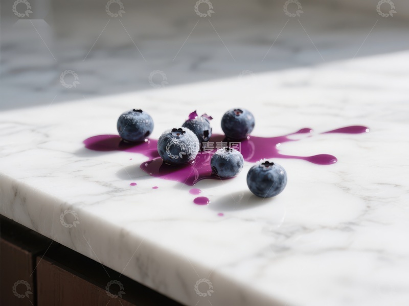 高清大图下载【趣麦麦图】蓝莓散落大理石台面