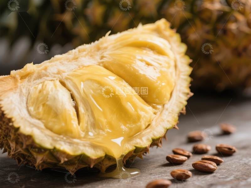 高清大图下载【趣麦麦图】新鲜榴莲切片与种子