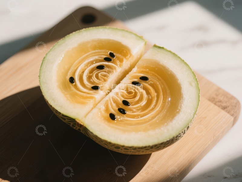 高清大图下载【趣麦麦图】切开的黄色瓜果，展示独特纹理