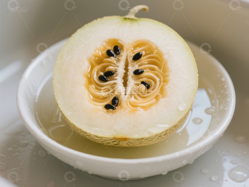 高清大图下载【趣麦麦图】切开的甜瓜置于白色碗中
