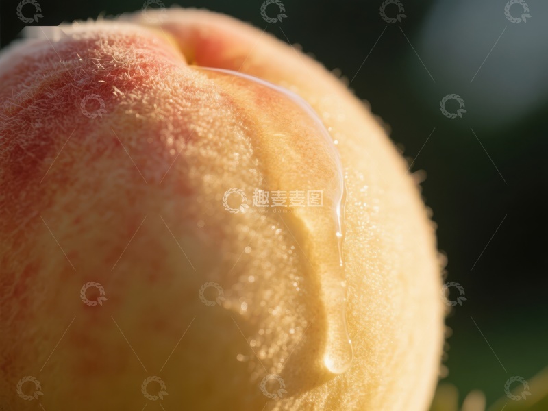 高清大图下载【趣麦麦图】阳光下滴水的桃子特写