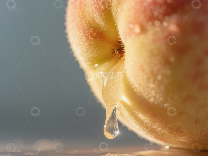 高清大图下载【趣麦麦图】新鲜桃子滴落的水珠