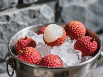 新鲜荔枝配冰块，清凉解暑