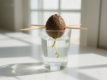 水培鳄梨种子的生长