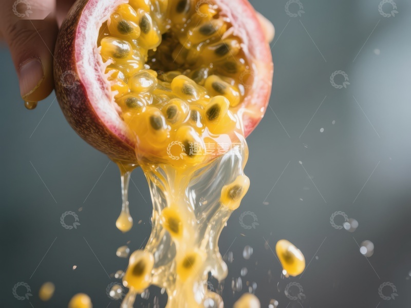 高清大图下载【趣麦麦图】百香果切开，果汁四溅