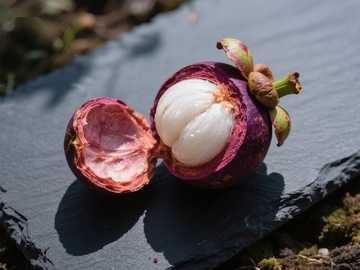 新鲜切开的山竹果展示