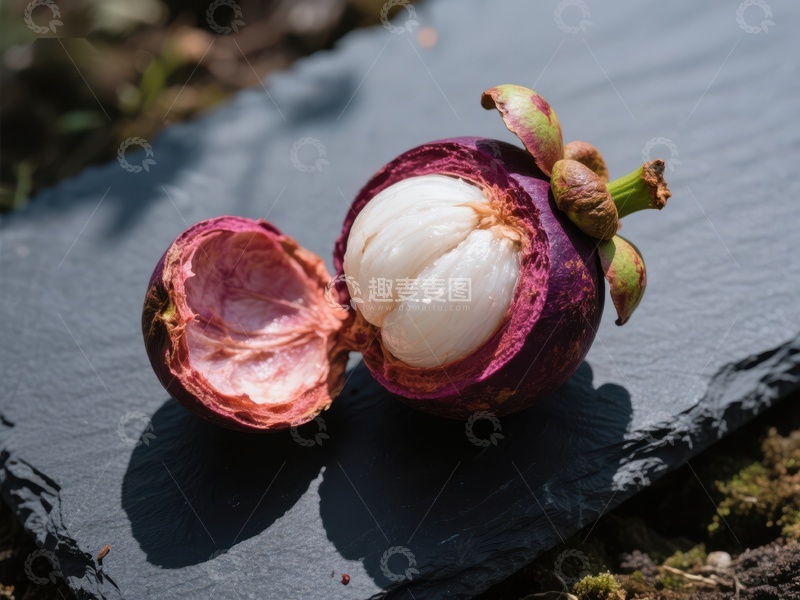 高清大图下载【趣麦麦图】新鲜切开的山竹果展示