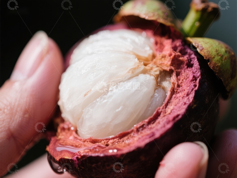高清大图下载【趣麦麦图】手握新鲜山竹果肉特写