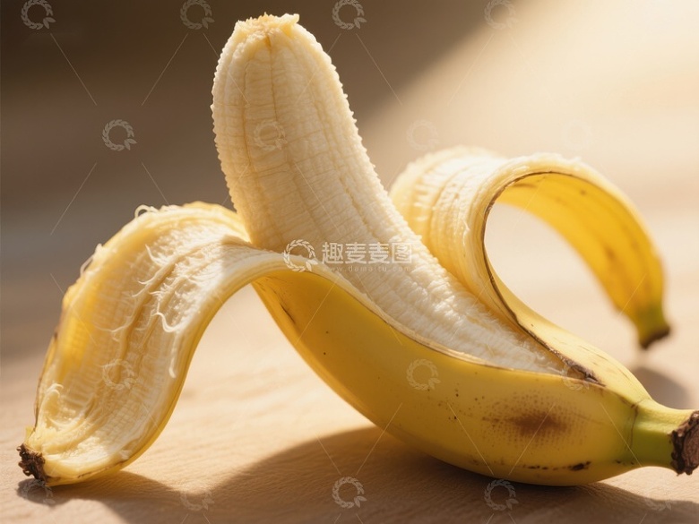 剥开的香蕉特写