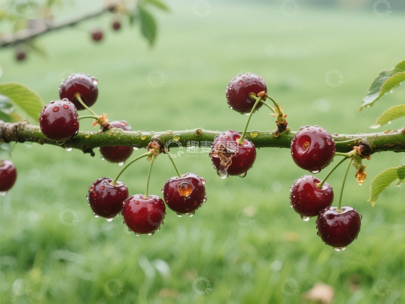 高清大图下载【趣麦麦图】枝头挂满晶莹剔透的樱桃