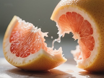 新鲜葡萄柚切开瞬间