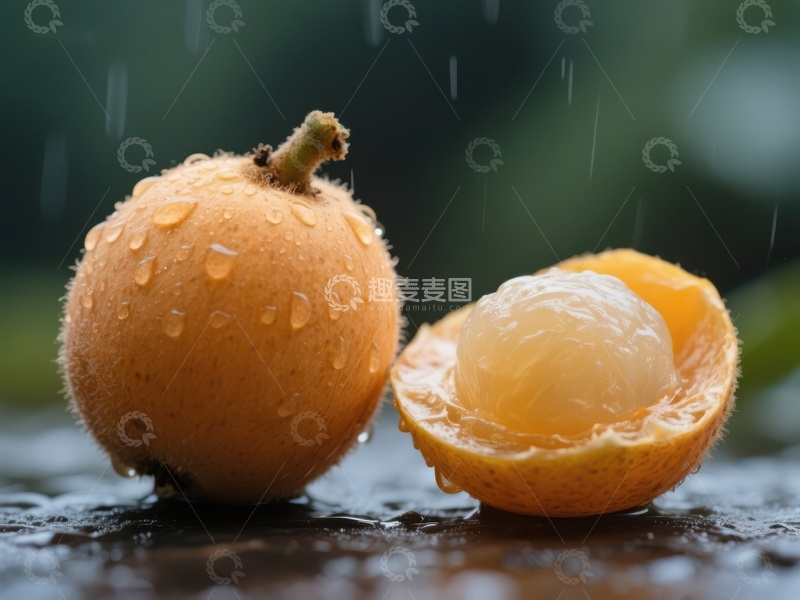 高清大图下载【趣麦麦图】新鲜荔枝，雨中特写