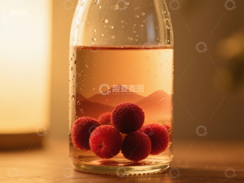 高清大图下载【趣麦麦图】瓶中浆果与山景的静谧组合