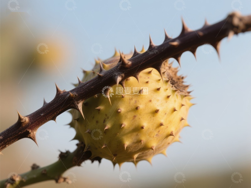 高清大图下载【趣麦麦图】带刺果实挂在枝头