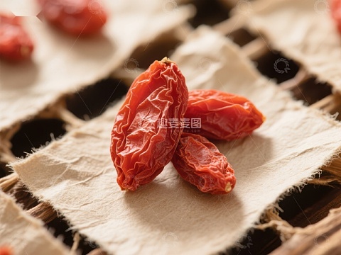 干果特写：红色果实的自然纹理