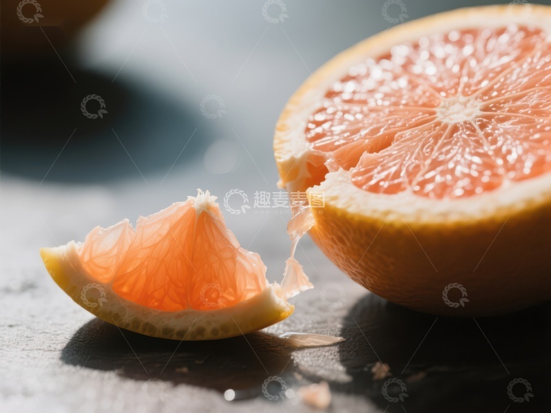 高清大图下载【趣麦麦图】新鲜切开的葡萄柚与果瓣