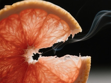 烟雾缭绕的葡萄柚切片