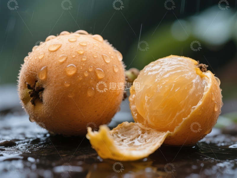 雨中新鲜枇杷，一整一剥