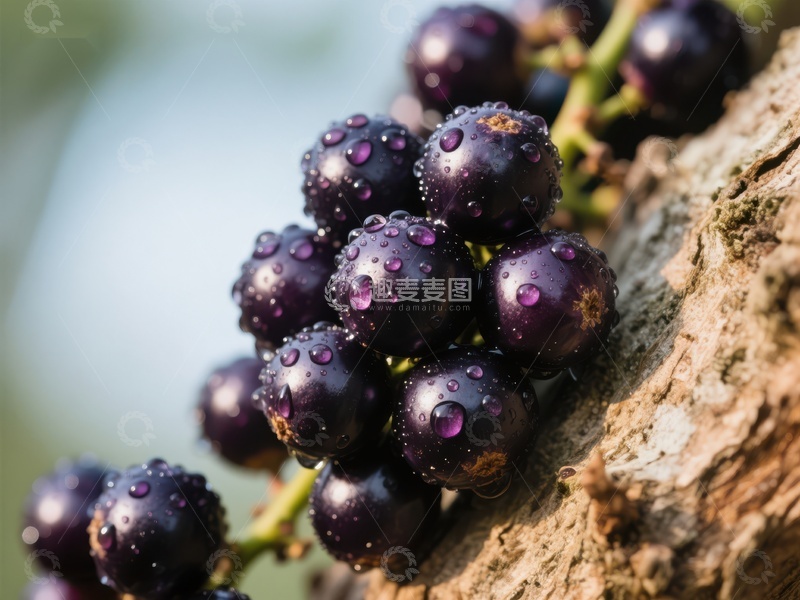 高清大图下载【趣麦麦图】树上挂着的紫黑色浆果
