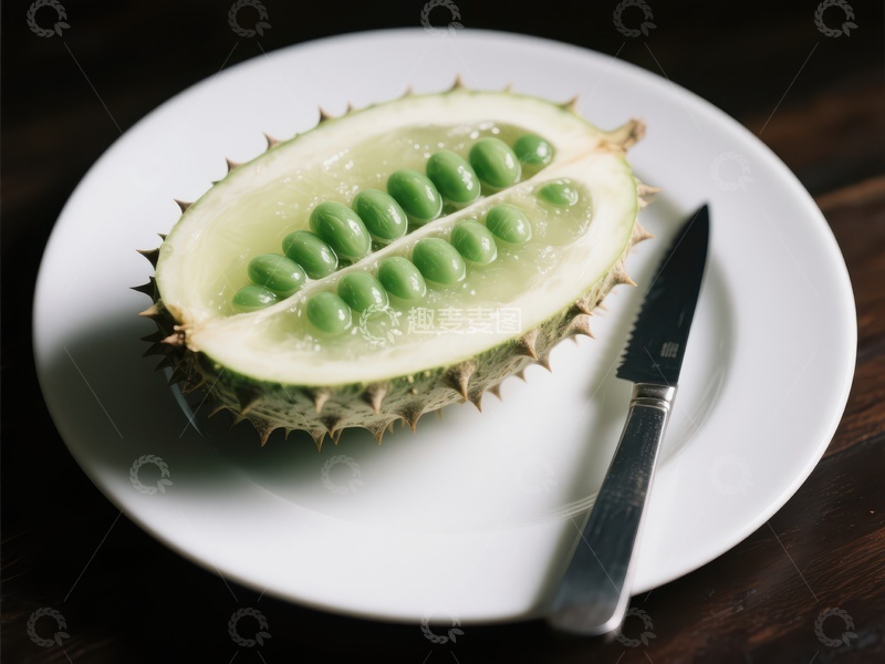 高清大图下载【趣麦麦图】新鲜龙果切片置于白色盘中