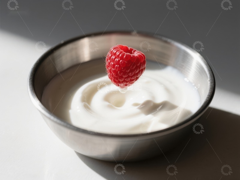 高清大图下载【趣麦麦图】酸奶碗中跃动的覆盆子
