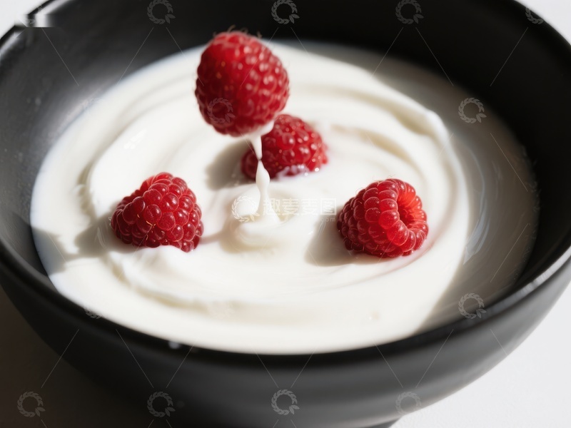 高清大图下载【趣麦麦图】酸奶配覆盆子，清新美味