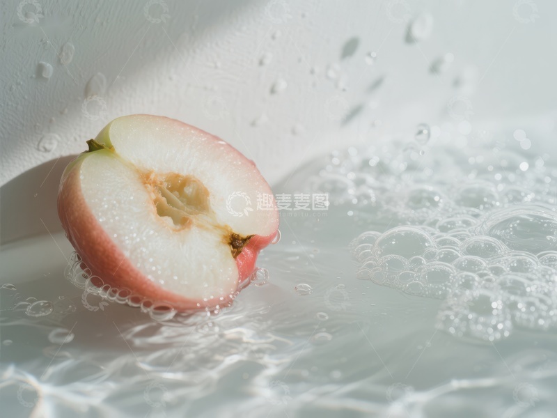 高清大图下载【趣麦麦图】水中浸泡的半个苹果