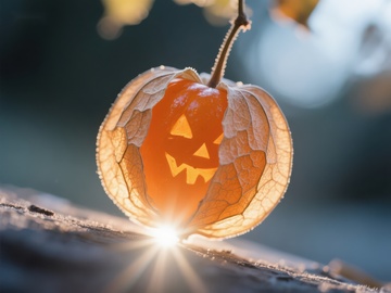 南瓜灯与自然果实的创意结合