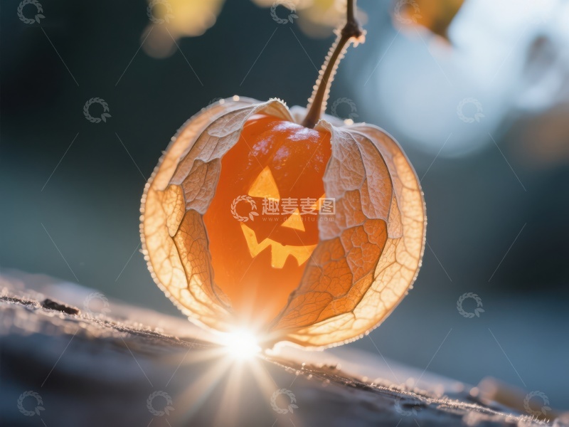 高清大图下载【趣麦麦图】南瓜灯与自然果实的创意结合