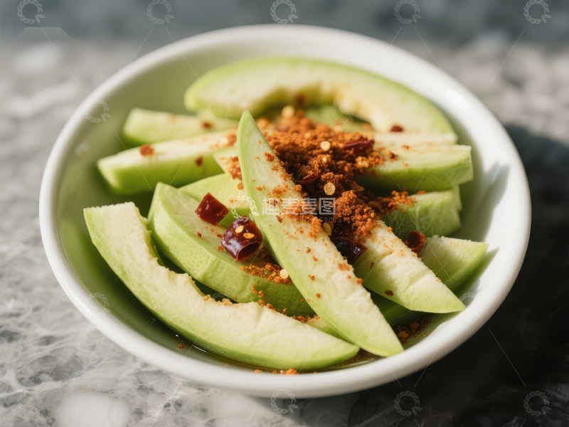 高清大图下载【趣麦麦图】凉拌黄瓜片，撒上辣椒碎