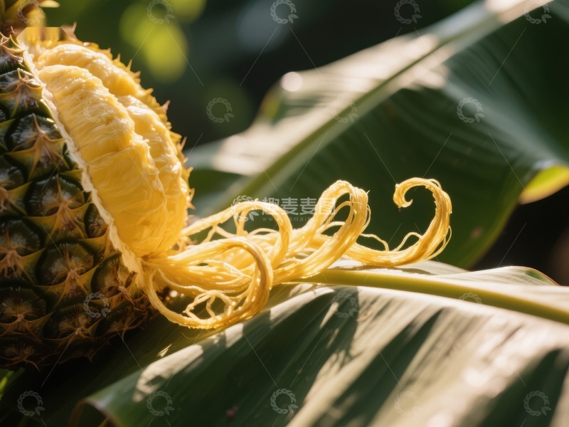 高清大图下载【趣麦麦图】阳光下的菠萝与卷曲果皮