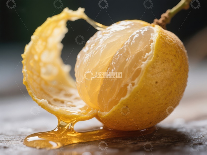 高清大图下载【趣麦麦图】-新鲜柑橘切半，果汁流淌