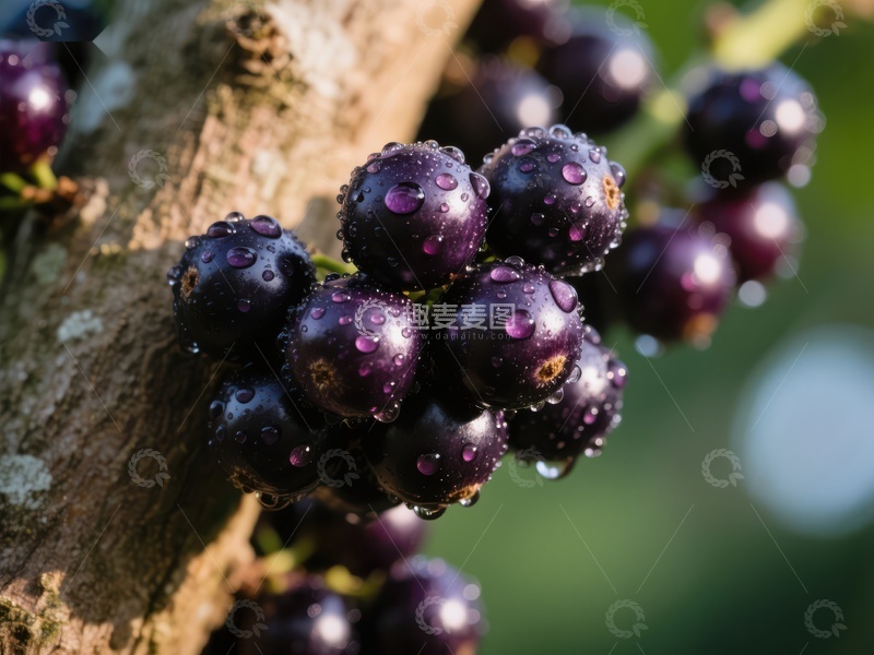 高清大图下载【趣麦麦图】枝头挂满晶莹紫果