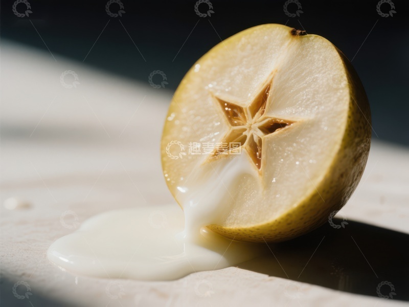 高清大图下载【趣麦麦图】切开的梨子流出白色汁液