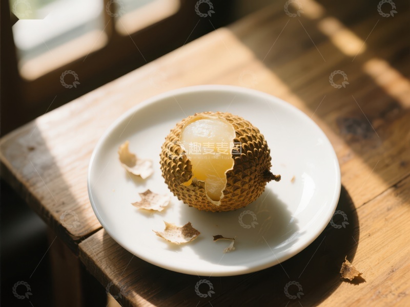 高清大图下载【趣麦麦图】阳光下的新鲜榴莲果肉