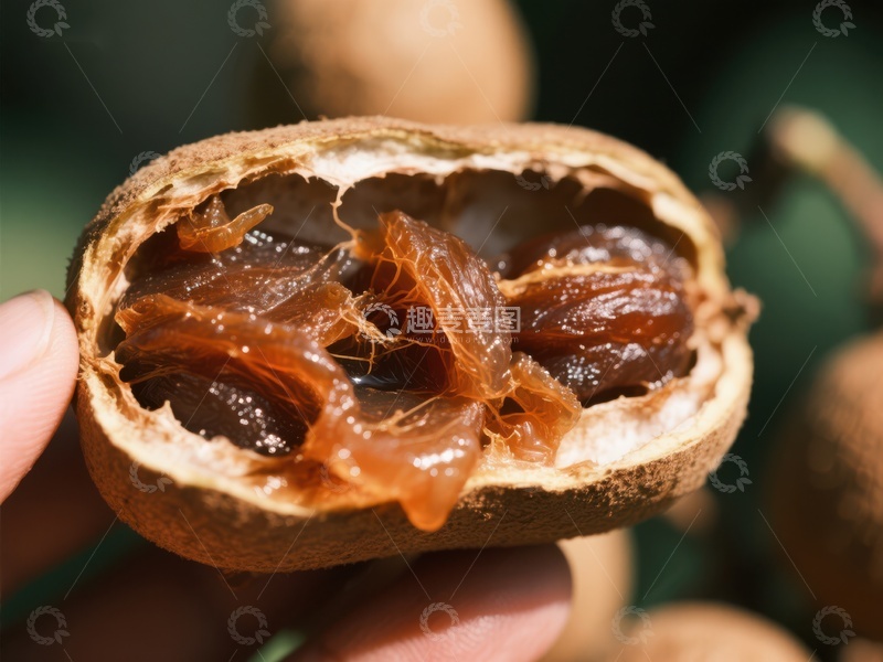 高清大图下载【趣麦麦图】新鲜开裂的果荚内部特写