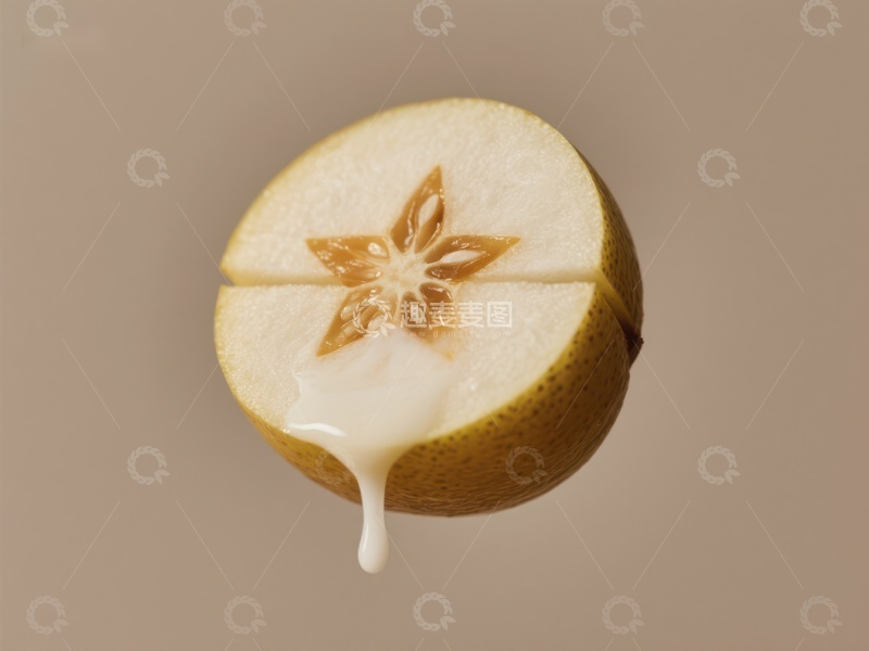 高清大图下载【趣麦麦图】梨子切面，白色液体滴落