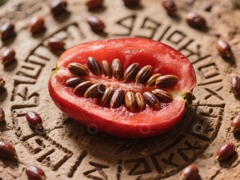 高清大图下载【趣麦麦图】切开的红色果实与种子