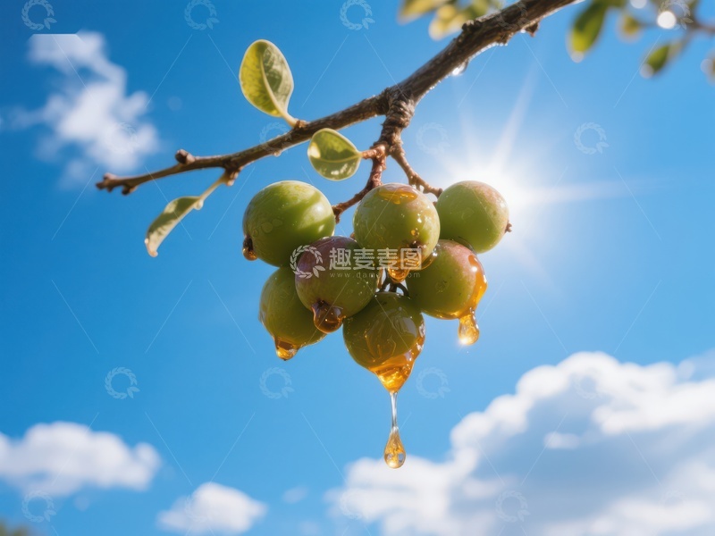 高清大图下载【趣麦麦图】阳光下滴水的果实